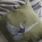 Banksy Inspired Armoured Dove of Peace Double Sided Print Pillow - Stuffed (18" x 18")