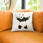Banksy Inspired Panda With Guns Double Sided Print Pillow - Stuffed (18" x 18")