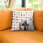 Banksy Inspired Rat Spots Damien Double Sided Print Pillow - Stuffed (18" x 18")