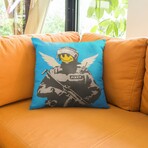 Banksy Inspired Flying Copper Double Sided Print Pillow - Stuffed (18" x 18")