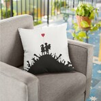 Banksy Inspired Kids On Guns Hill Double Sided Print Pillow - Stuffed (18" x 18")