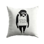 Banksy Inspired Laugh Now Monkey Double Sided Print Pillow - Stuffed (18" x 18")