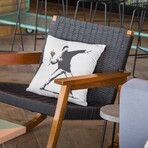 Banksy Inspired Flower Thrower Double Sided Print Pillow - Stuffed (18" x 18")