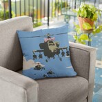 Banksy Inspired Happy Choppers Double Sided Print Pillow - Stuffed (18" x 18")