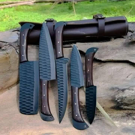 Black Edition Chef Kitchen // Set of 5 Wenge wood Handle