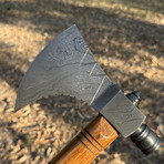 Hand Forged Damascus Steel Tomahawk Axe // Wood Handle