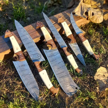 Damascus Steel Kitchen Chef Knife // Set of 6
