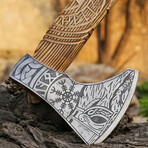 D2 Steel Axe // Laser Etched Wooden Handle