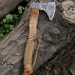 D2 Steel Axe // Laser Etched Wooden Handle