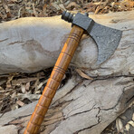 Hand Forged Damascus Steel Tomahawk Axe // Wood Handle
