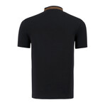 Mandarin Collar Button Placket T-Shirt // Black (S)