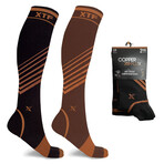 2 Pairs // Copper Compression Striped Knee High Socks // Copper + Black (Small/Medium)