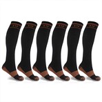 6 Pairs // Copper-Infused Anti-Fatigue Knee High Compression Socks // Black