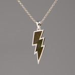 Genuine Fossil Lightning Bolt Sterling Pendant with 18" Sterling Necklace v.2