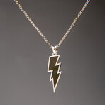 Genuine Fossil Lightning Bolt Sterling Pendant with 18" Sterling Necklace v.2