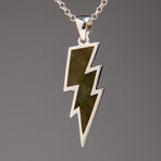 Genuine Fossil Lightning Bolt Sterling Pendant with 18" Sterling Necklace v.2