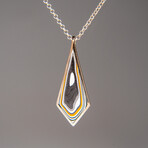 Genuine Fordite Sterling Silver Pendant with 18" Sterling Necklace v.2