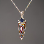 Genuine Fordite Sterling Silver Pendant with 18" Sterling Necklace v.1