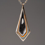 Genuine Fordite Sterling Silver Pendant with 18" Sterling Necklace v.2