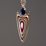 Genuine Fordite Sterling Silver Pendant with 18" Sterling Necklace v.1