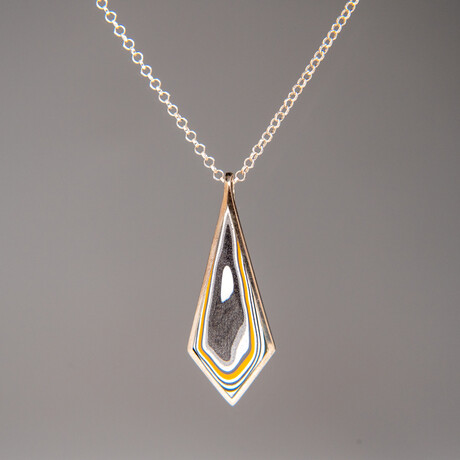 Genuine Fordite Sterling Silver Pendant with 18" Sterling Necklace v.2
