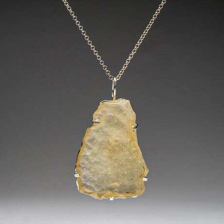 Genuine Libyan Desert Glass Pendant with 18" Sterling Silver Chain
