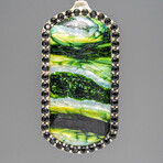 Genuine Fordite, Black Diamond Dog Tag Pendant with 18" Sterling Silver Chain