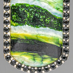 Genuine Fordite, Black Diamond Dog Tag Pendant with 18" Sterling Silver Chain