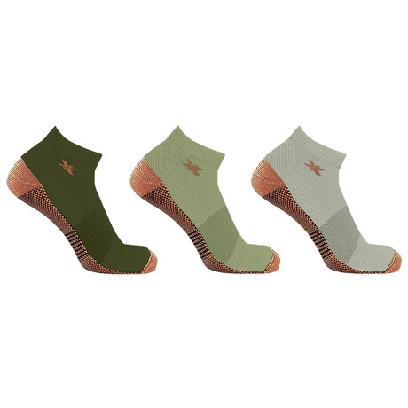 3-Pairs // Copper-Infused Ankle Compression Socks // Multicolor v.3 (Small/Medium)