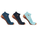3-Pairs // Copper-Infused Ankle Compression Socks // Multicolor v.2 (Small/Medium)