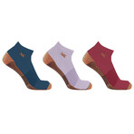 3-Pairs // Copper-Infused Ankle Compression Socks // Multicolor v.6 (Small/Medium)