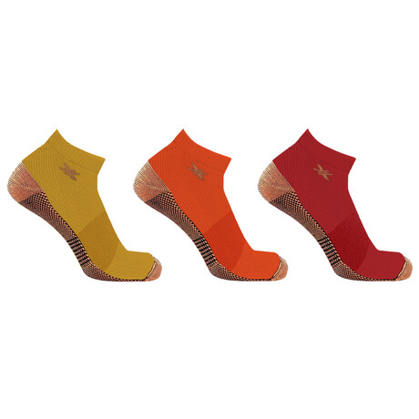 3-Pairs // Copper-Infused Ankle Compression Socks // Multicolor v.1 (Small/Medium)