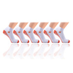 6 Pairs // Copper-Infused Ankle Compression Socks // White + Orange (Small/Medium)