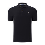 Set of 4 Short Sleeve Polo with Logo // Black + White + Dark Blue + Blue (S)