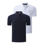 Set of 2 Short Sleeve Polo with Logo // Dark Blue + White (S)