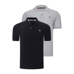 Set of 2 Short Sleeve Polo with Logo // Gray + Black (S)