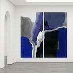 Cobalt Abstract AB  Frameless Free Floating Reverse Printed Tempered Glass Wall Art