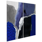 Cobalt Abstract AB  Frameless Free Floating Reverse Printed Tempered Glass Wall Art