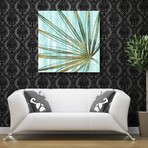 Beach Frond in Gold II Frameless Free Floating Reverse Tempered Art Glass Wall Art by EAD Art Coop