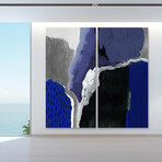 Cobalt Abstract AB  Frameless Free Floating Reverse Printed Tempered Glass Wall Art