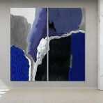 Cobalt Abstract AB  Frameless Free Floating Reverse Printed Tempered Glass Wall Art