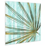 Beach Frond in Gold II Frameless Free Floating Reverse Tempered Art Glass Wall Art by EAD Art Coop