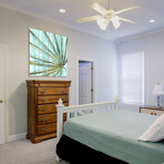 Beach Frond in Gold II Frameless Free Floating Reverse Tempered Art Glass Wall Art by EAD Art Coop
