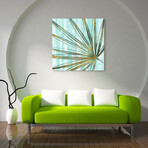 Beach Frond in Gold II Frameless Free Floating Reverse Tempered Art Glass Wall Art by EAD Art Coop