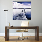 Pier with Moon Rising Frameless Free Floating Reverse Printed Tempered Art Glass Wall Art