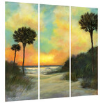 Seaside Sunset Frameless Free Floating Reverse Printed Tempered Art Glass Wall Art