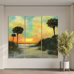 Seaside Sunset Frameless Free Floating Reverse Printed Tempered Art Glass Wall Art