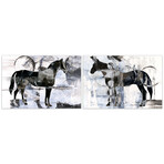 Equestrian Essence I & II Horse Frameless Free Floating Reverse Printed Tempered Art Glass Wall Art