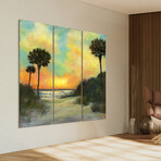 Seaside Sunset Frameless Free Floating Reverse Printed Tempered Art Glass Wall Art
