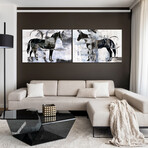 Equestrian Essence I & II Horse Frameless Free Floating Reverse Printed Tempered Art Glass Wall Art